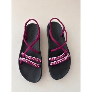 Bokyna Braided Rope Sandals Magenta Pink Vegan Summer Shoes Womens Size 39 8